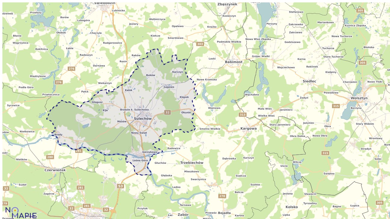Mapa obszarów ochrony przyrody Sulechowa